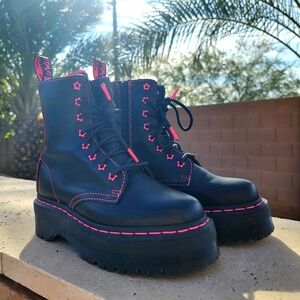 Dr Martens Pink Jadon Neon Star Boots Size 6